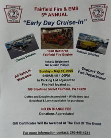 THIS WEEKEND - Early Car Cruise-In - May 18, 2025.  Come On out and join us!