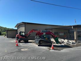 Removal of the cement is currently taking place at the Fire Department.