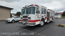 Rescue Engine 2-1 at Landing Zone adjacent to Fire Department