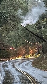 Tree on utility wires on Iron Springs Rd in Hamiltonban Township tonight.