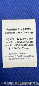 Summer Cash Drawing - Each ticket is $10.00 with four numbers per ticket.  Four chances to win.