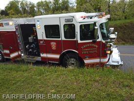 Cashtown Community Fire Department responding to a 1 vehicle accident this morning on Bingham Rd. 